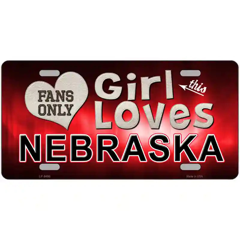 This Girl Loves Nebraska Novelty Metal License Plate 24" x 12" (LLP)