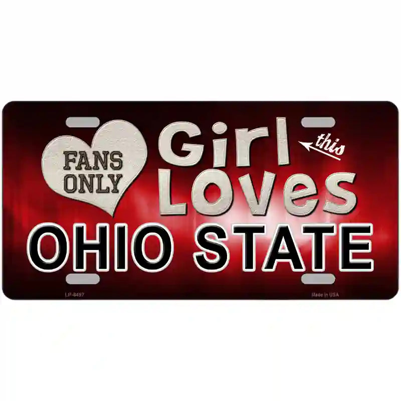 This Girl Loves Ohio State Novelty Metal License Plate 24" x 12" (LLP)