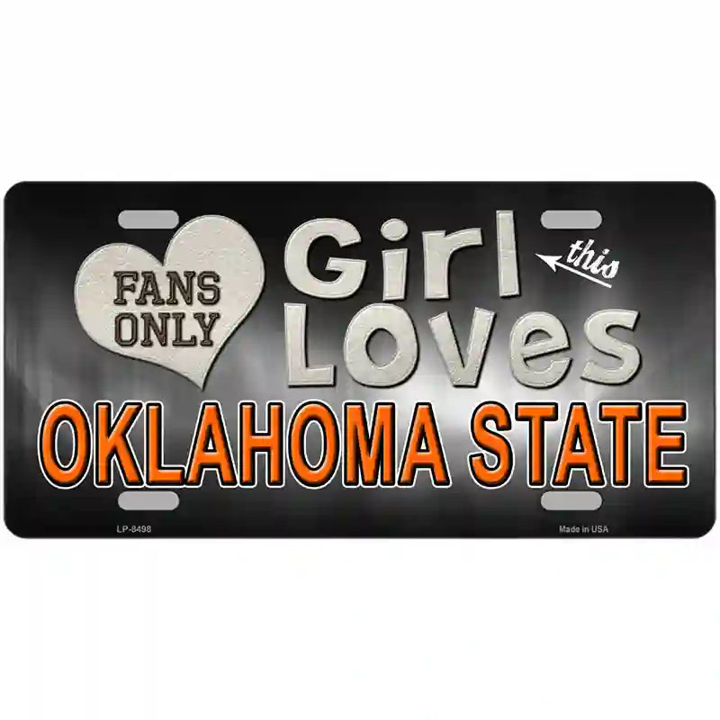 This Girl Loves Oklahoma State Novelty Metal License Plate 24" x 12" (LLP)