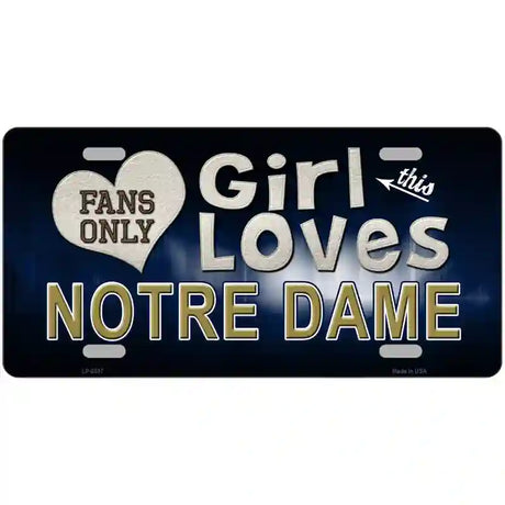 This Girl Loves Notre Dame Novelty Metal License Plate 24" x 12" (LLP)