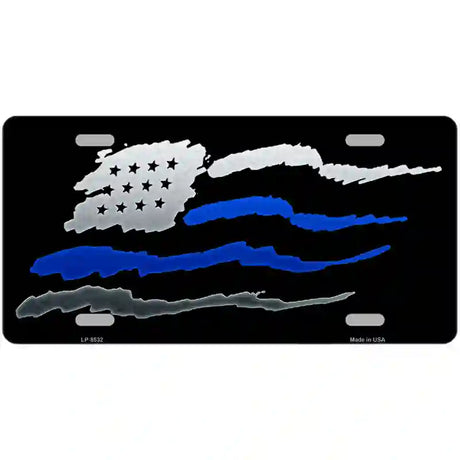 American Flag Thin Blue Line Metal Novelty License Plate 24" x 12" (LLP)