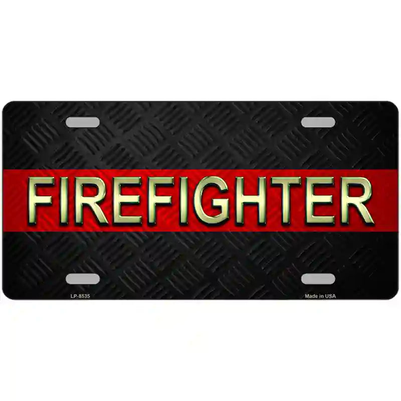 Firefighter Thin Red Line Metal Novelty License Plate 24" x 12" (LLP)