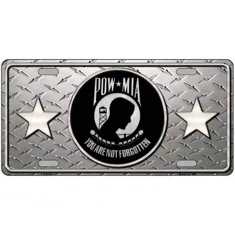 POW MIA Diamond Metal Novelty License Plate 24" x 12" (LLP)