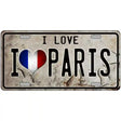 I Love Paris Metal Novelty License Plate 24" x 12" (LLP)