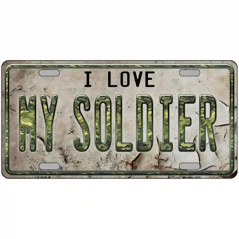 I Love My Solider Metal Novelty License Plate 24" x 12" (LLP)