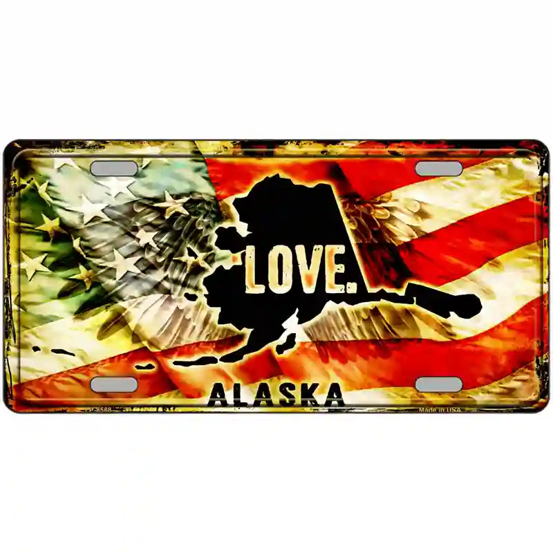 Alaska Love Metal Novelty License Plate 24" x 12" (LLP)