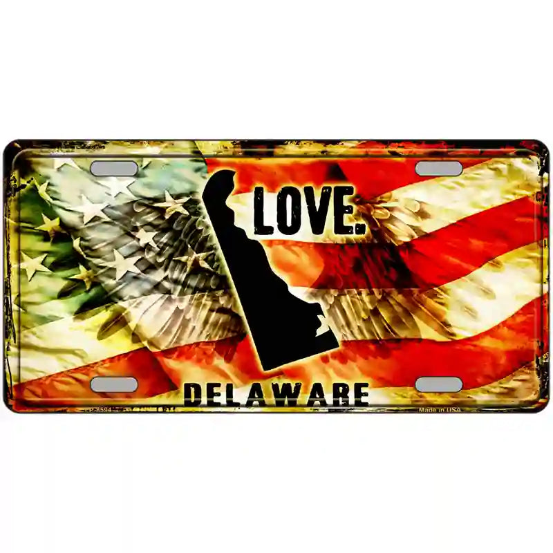 Delaware Love Metal Novelty License Plate 24" x 12" (LLP)