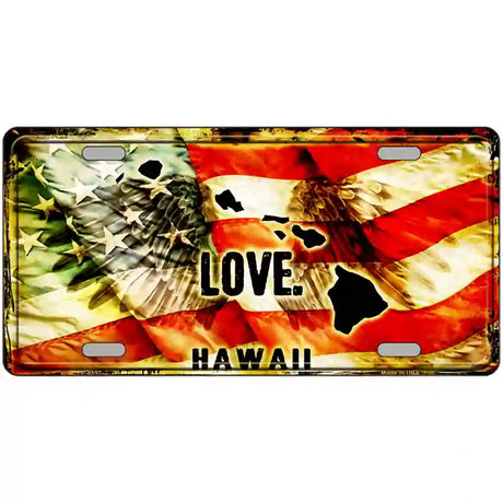 Hawaii Love Metal Novelty License Plate 24" x 12" (LLP)