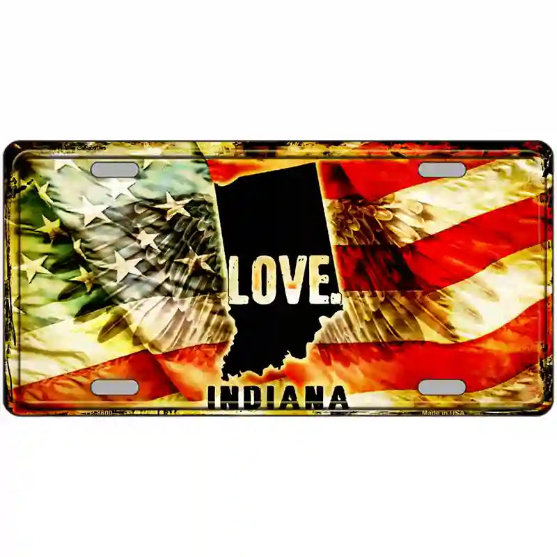 Indiana Love Metal Novelty License Plate 24" x 12" (LLP)