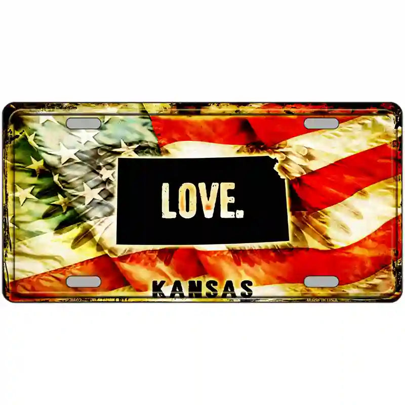 Kansas Love Metal Novelty License Plate 24" x 12" (LLP)