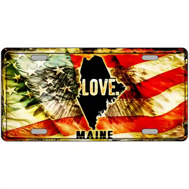 Maine Love Metal Novelty License Plate 24" x 12" (LLP)