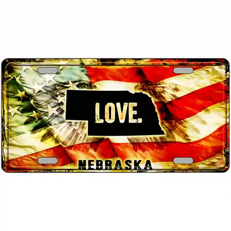 Nebraska Love Metal Novelty License Plate 24" x 12" (LLP)