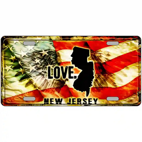 New Jersey Love Metal Novelty License Plate 24" x 12" (LLP)