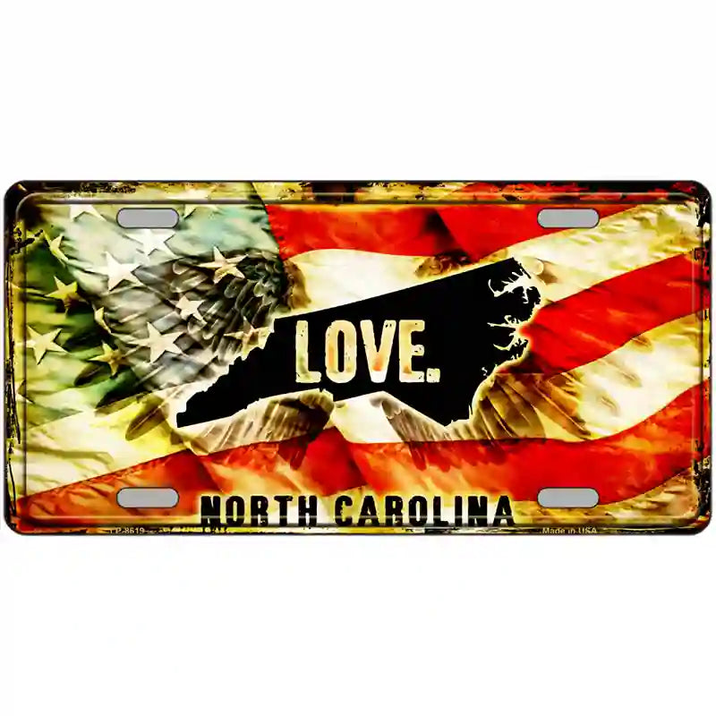 North Carolina Love Metal Novelty License Plate 24" x 12" (LLP)