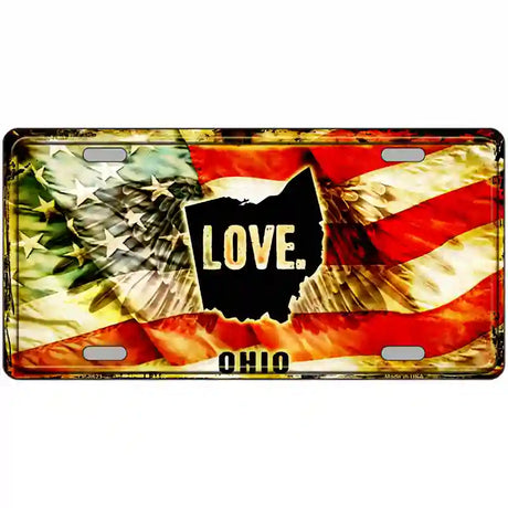 Ohio Love Metal Novelty License Plate 24" x 12" (LLP)