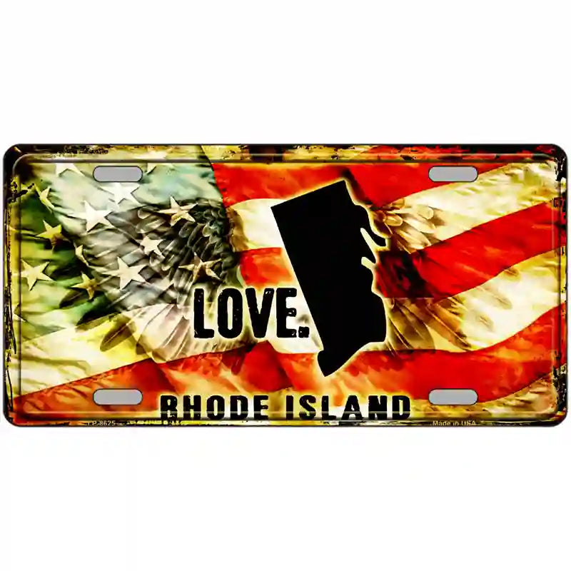 Rhode Island Love Metal Novelty License Plate 24" x 12" (LLP)