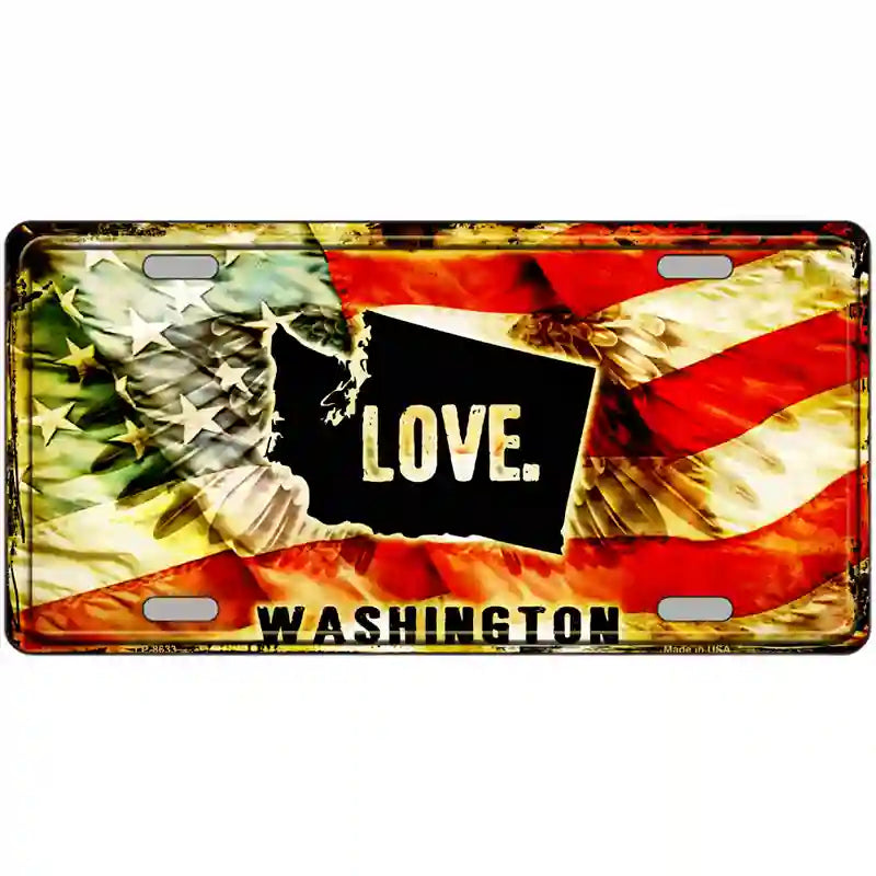 Washington Love Metal Novelty License Plate 24" x 12" (LLP)