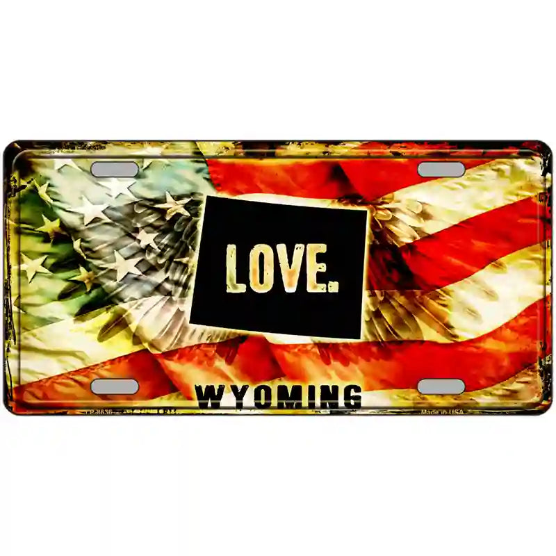 Wyoming Love Metal Novelty License Plate 24" x 12" (LLP)