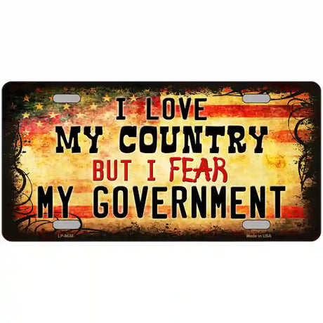 I Love My Country Metal Novelty License Plate 24" x 12" (LLP)