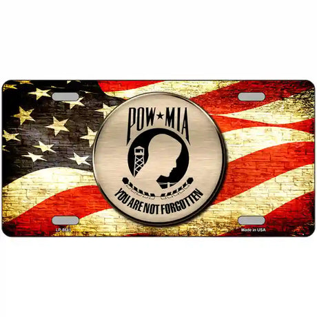 POW MIA With USA Flag Metal Novelty License Plate 24" x 12" (LLP)