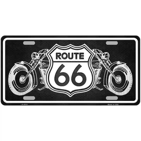 Route 66 With Bikes Metal Novelty License Plate 24" x 12" (LLP)