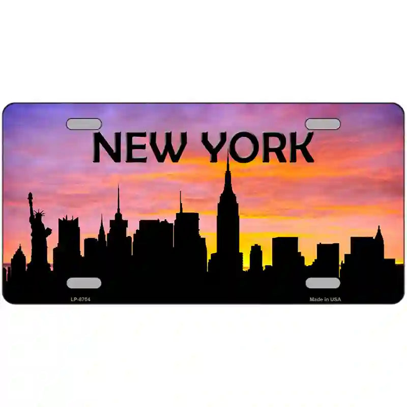 New York Silhouette Metal Novelty License Plate 24" x 12" (LLP)