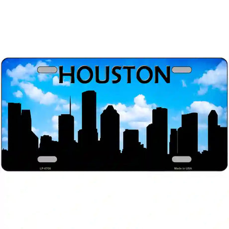 Houston Silhouette Metal Novelty License Plate 24" x 12" (LLP)