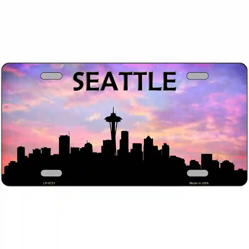 Seattle Silhouette Metal Novelty License Plate 24" x 12" (LLP)