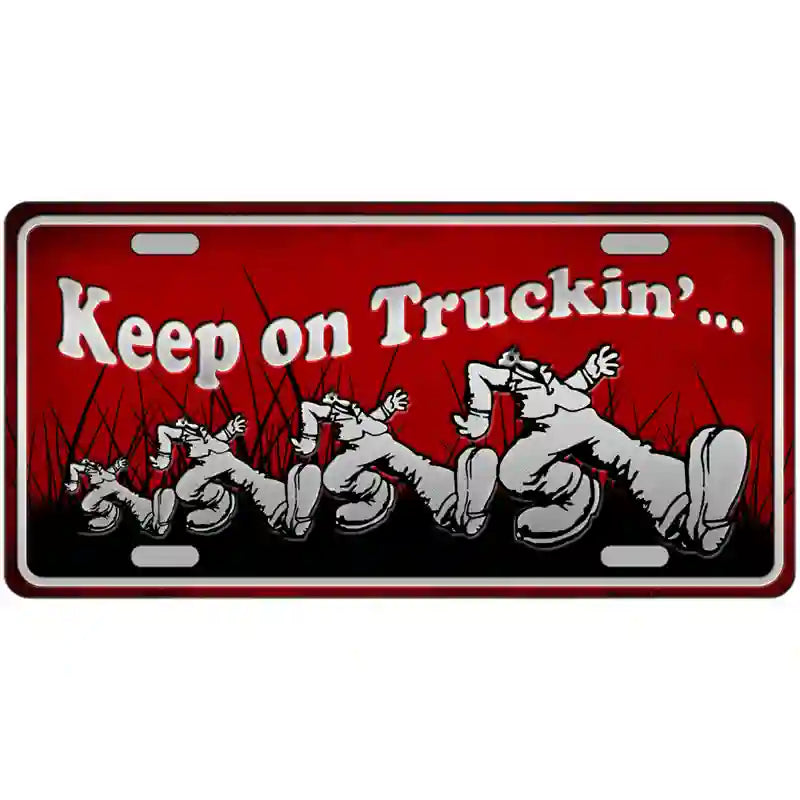 Keep On Trucking Metal Novelty License Plate 24" x 12" (LLP)