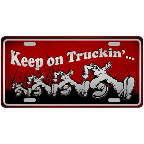 Keep On Trucking Metal Novelty License Plate 24" x 12" (LLP)