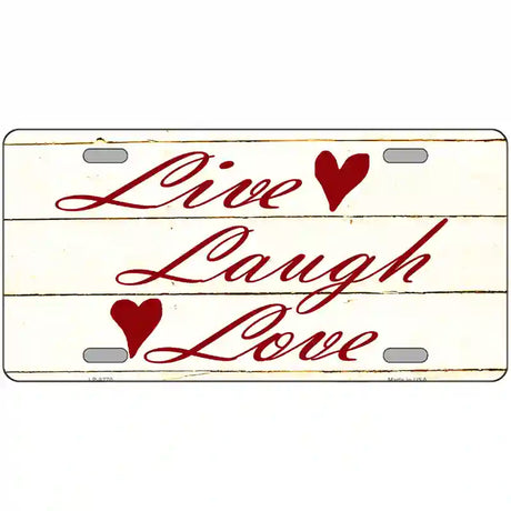 Live, Laugh, Love Metal Novelty License Plate 24" x 12" (LLP)