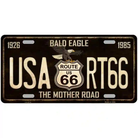 Bald Eagle Route 66 Metal Novelty License Plate 24" x 12" (LLP)