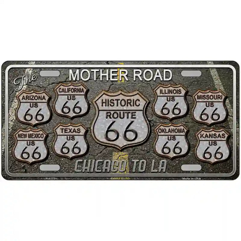 Route 66 Black Top Metal Novelty License Plate 24" x 12" (LLP)