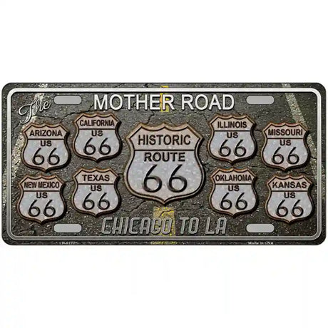 Route 66 Black Top Metal Novelty License Plate 24" x 12" (LLP)