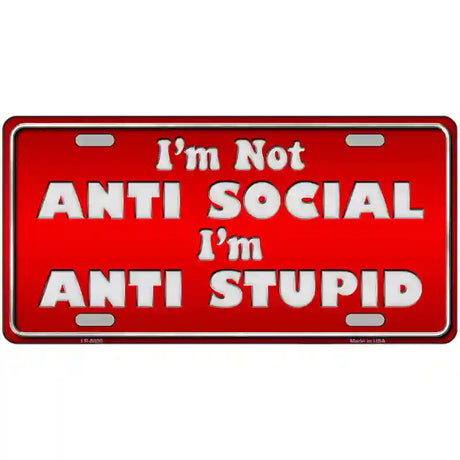 Anti Social Metal Novelty License Plate 24" x 12" (LLP)