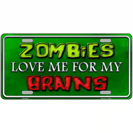 Zombies Love Me Metal Novelty License Plate 24" x 12" (LLP)