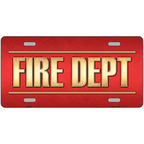 Fire Dept Novelty Metal License Plate 24" x 12" (LLP)