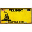 Vermont Dont Tread On Me Metal Novelty License Plate 24" x 12" (LLP) / Yes