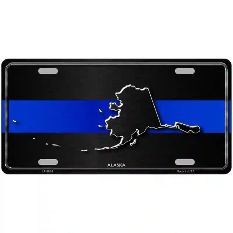 Alaska Thin Blue Line Metal Novelty License Plate 24" x 12" (LLP)