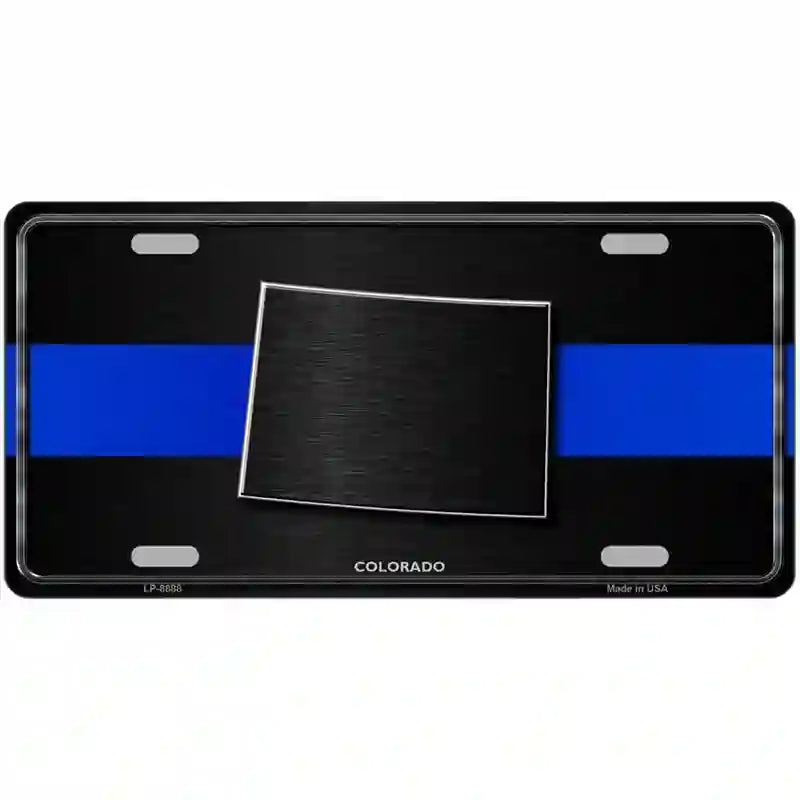 Colorado Thin Blue Line Metal Novelty License Plate 24" x 12" (LLP)