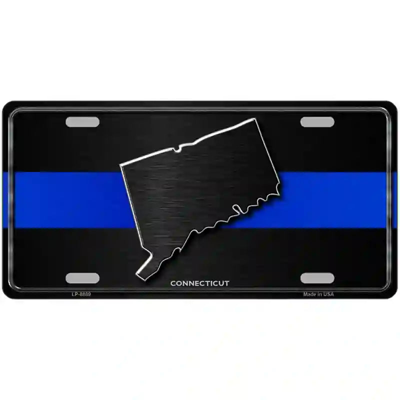 Connecticut Thin Blue Line Metal Novelty License Plate 24" x 12" (LLP)