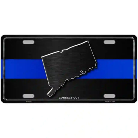 Connecticut Thin Blue Line Metal Novelty License Plate 24" x 12" (LLP)