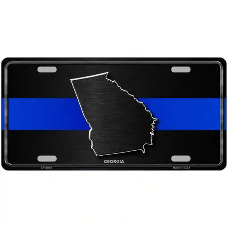 Georgia Thin Blue Line Metal Novelty License Plate 24" x 12" (LLP)