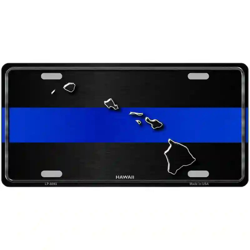 Hawaii Thin Blue Line Metal Novelty License Plate 24" x 12" (LLP)