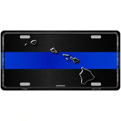 Hawaii Thin Blue Line Metal Novelty License Plate 24" x 12" (LLP)