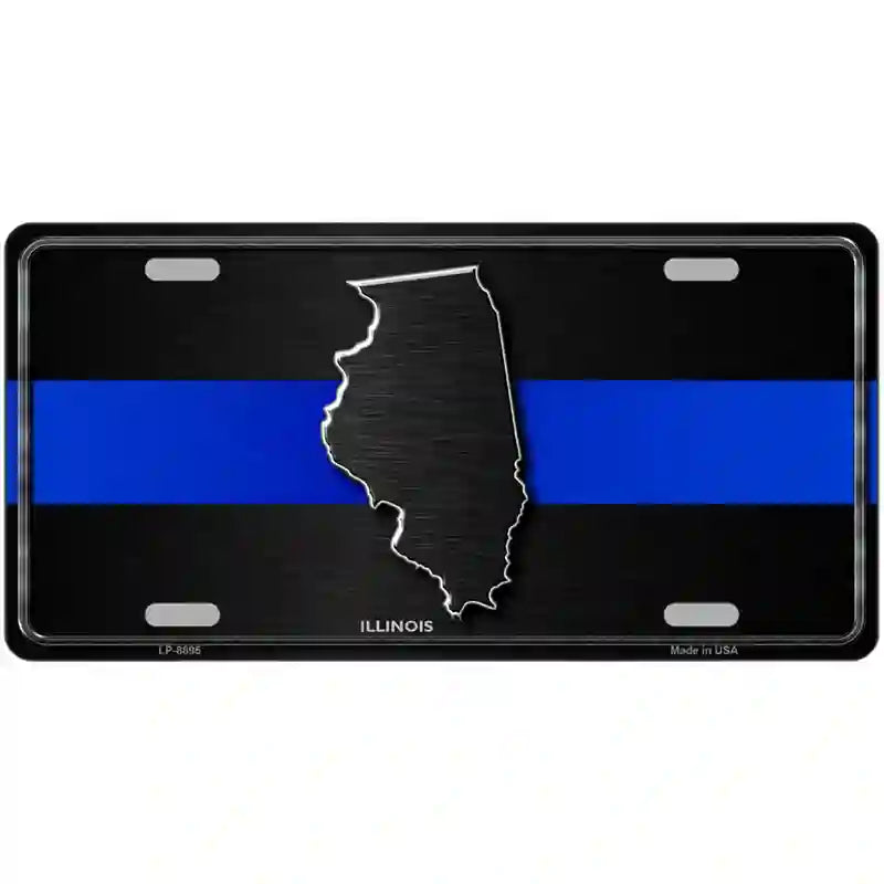 Illinois Thin Blue Line Metal Novelty License Plate 24" x 12" (LLP)