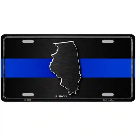 Illinois Thin Blue Line Metal Novelty License Plate 24" x 12" (LLP)