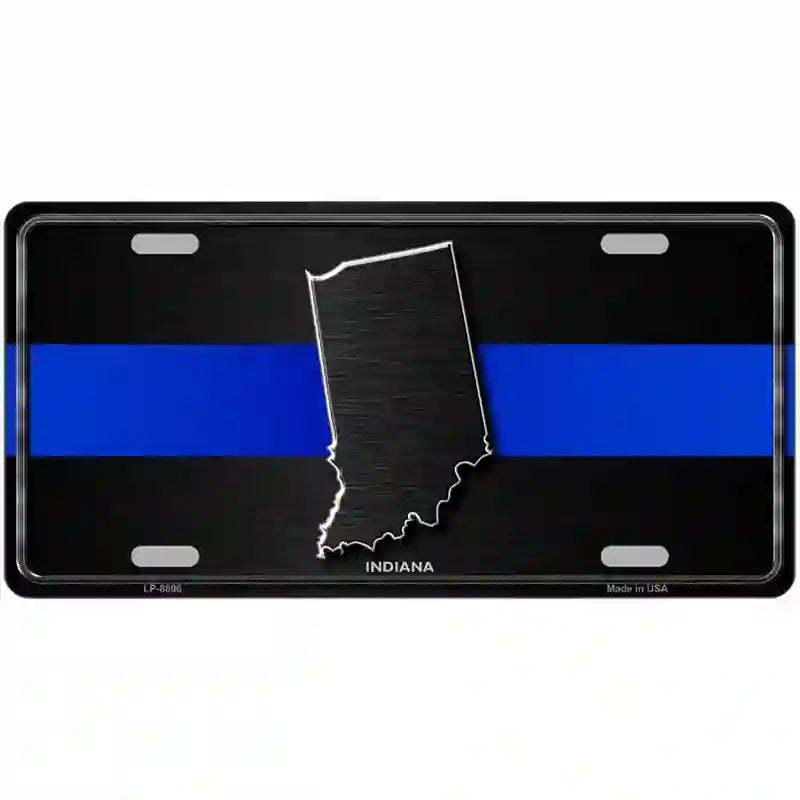 Indiana Thin Blue Line Metal Novelty License Plate 24" x 12" (LLP)