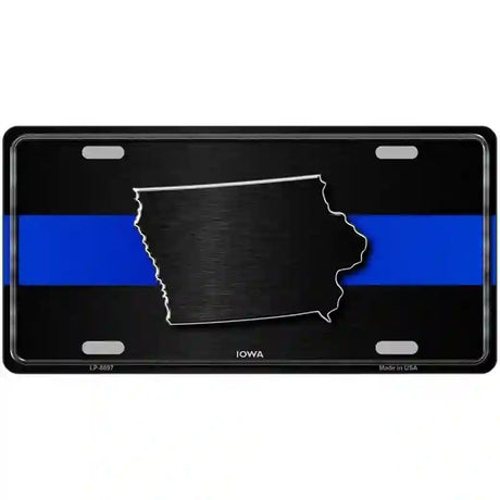 Iowa Thin Blue Line Metal Novelty License Plate 24" x 12" (LLP)