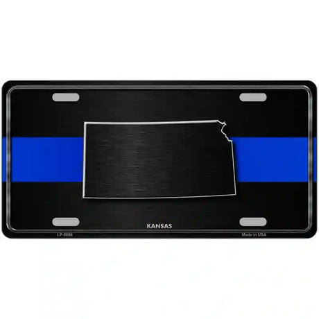 Kansas Thin Blue Line Metal Novelty License Plate 24" x 12" (LLP)